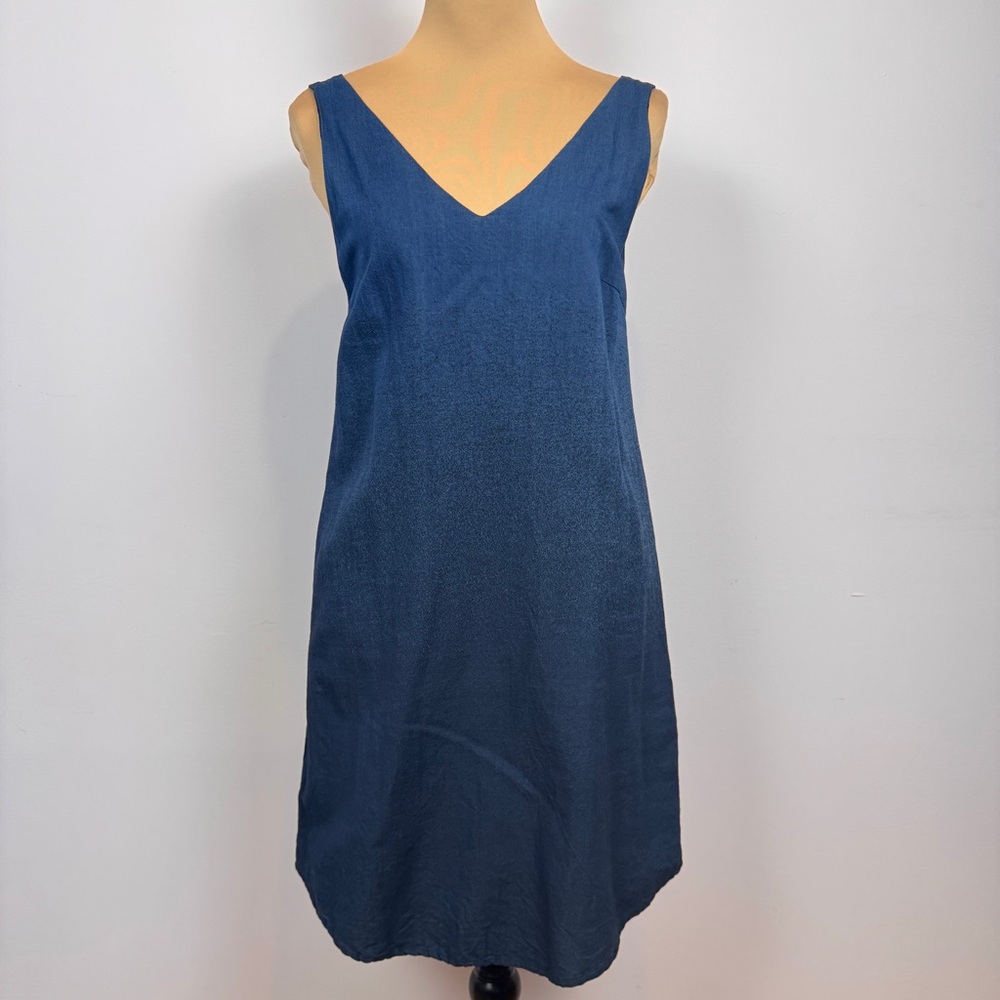 Zara Basic Z1975 Denim Couture Navy Blue Ombré Pullover Dress Size S